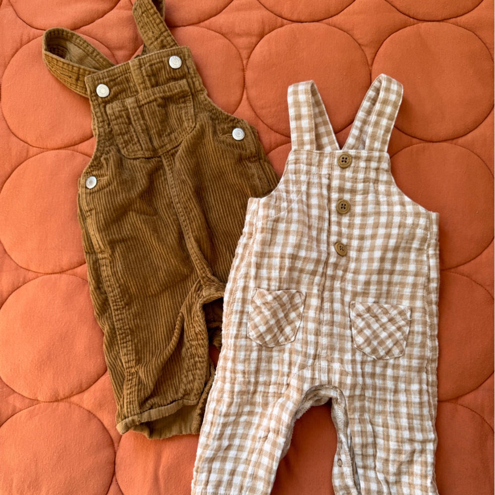 Baby Overalls set of two Cord and Gingham 0-3 months